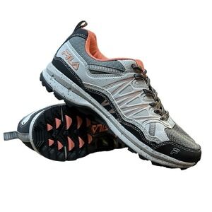 FILA Women's Trail Runner Hiking Shoes US 9 Gray Black Coral Lug Sole Outdoor